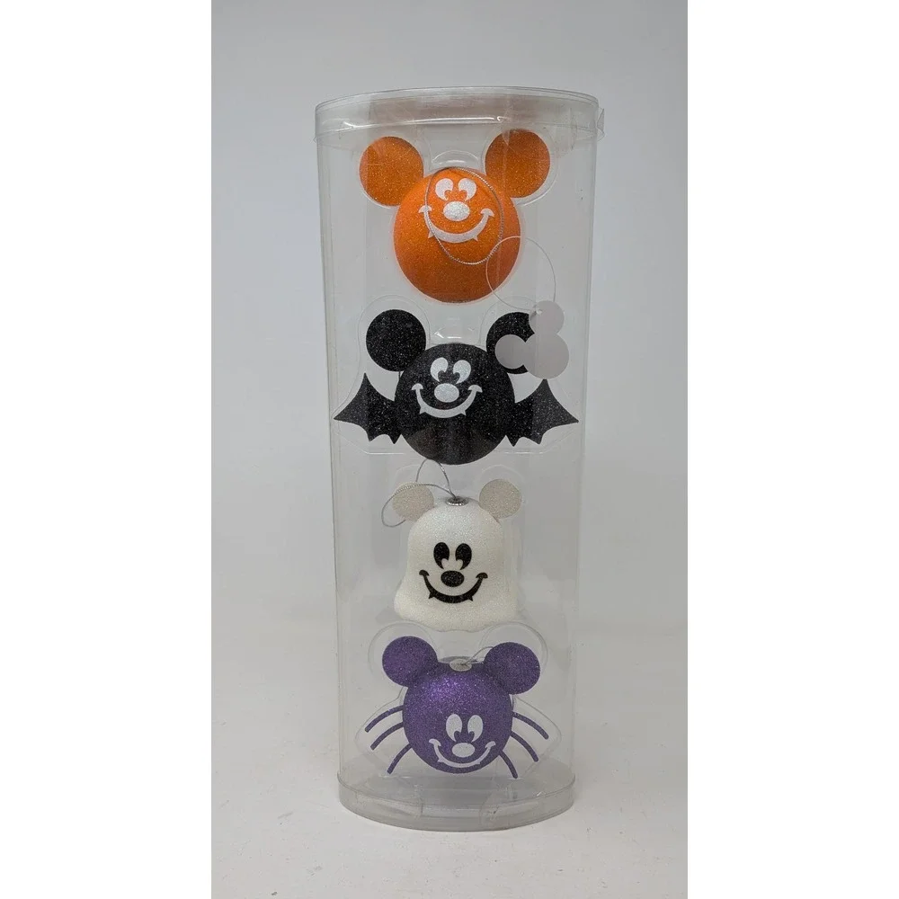 Disney Parks Mickey Ears Halloween Ornament Set of 4 Pumpkin Bat Ghost NEW *READ